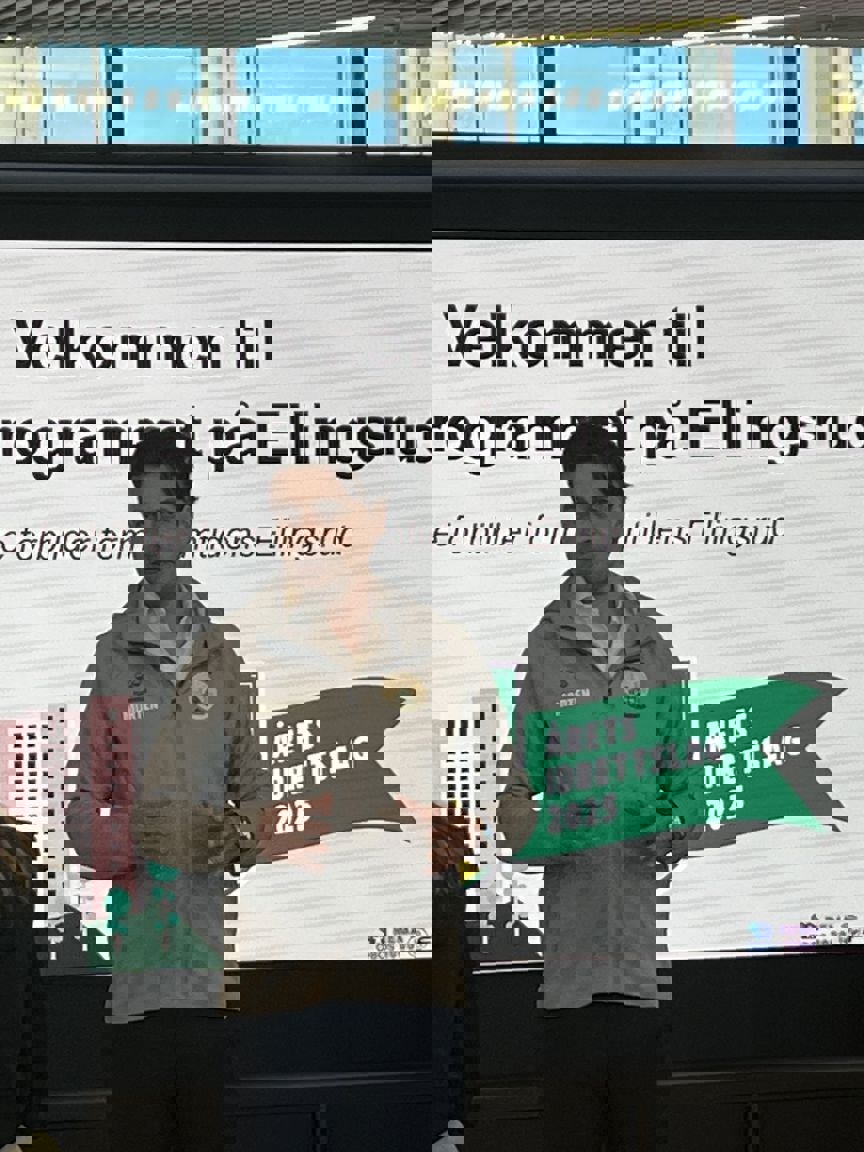 Foto: Ingjerd Tesaker en person som holder et foredrag