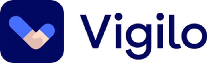 en blå og hvit logo